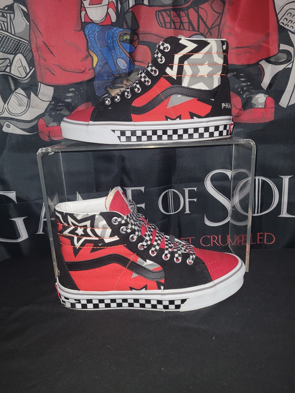 Vans Sk8-Hi Style Red Black Checkerboard High Top Sneakers